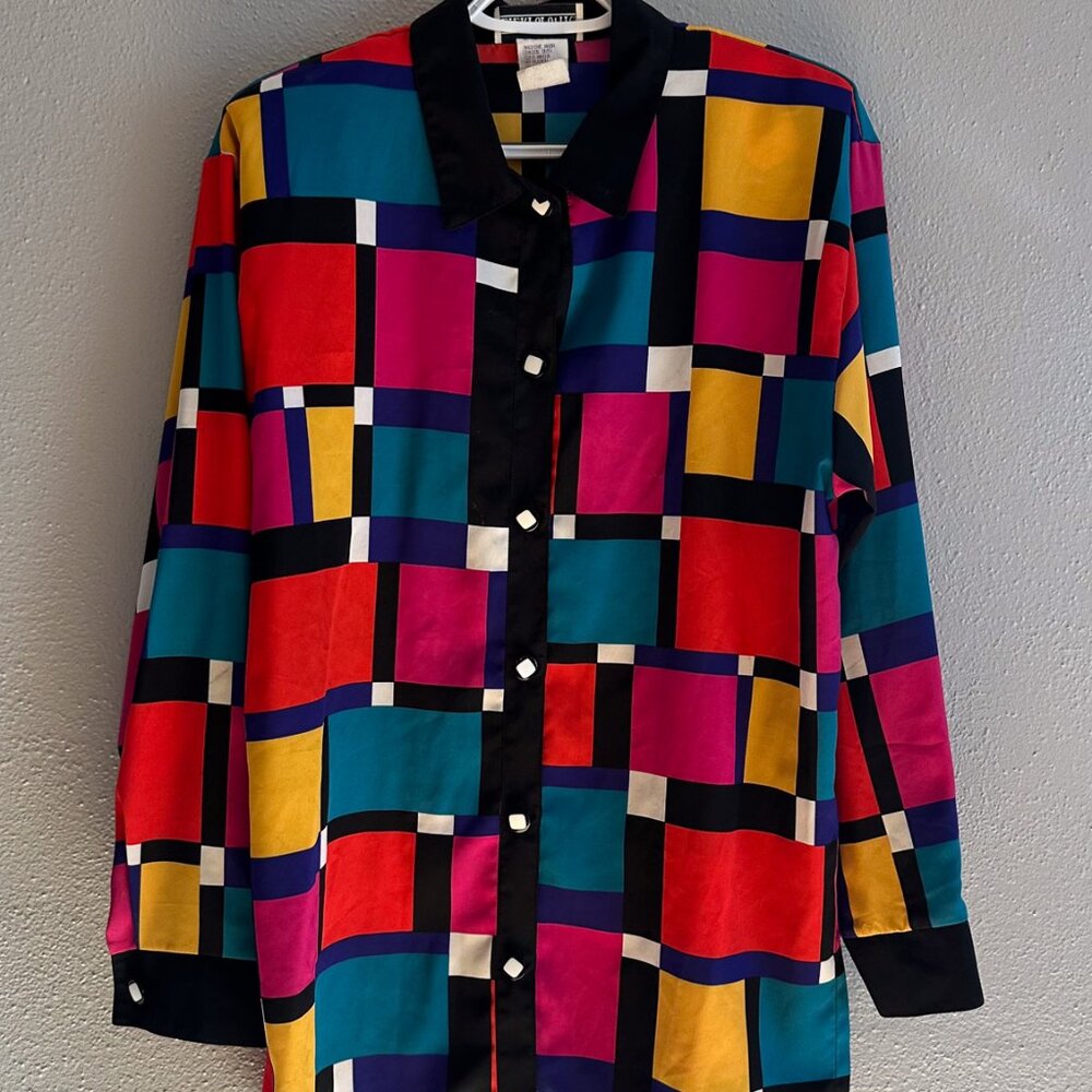 Vintage Color block button up